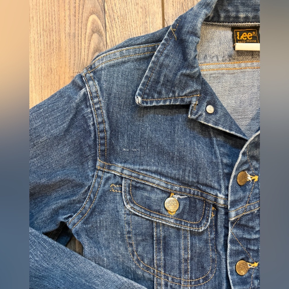 Vintage Lee USA Denim Jacket Classic Trucker Faded Blue youth 14 - Picture 7 of 11